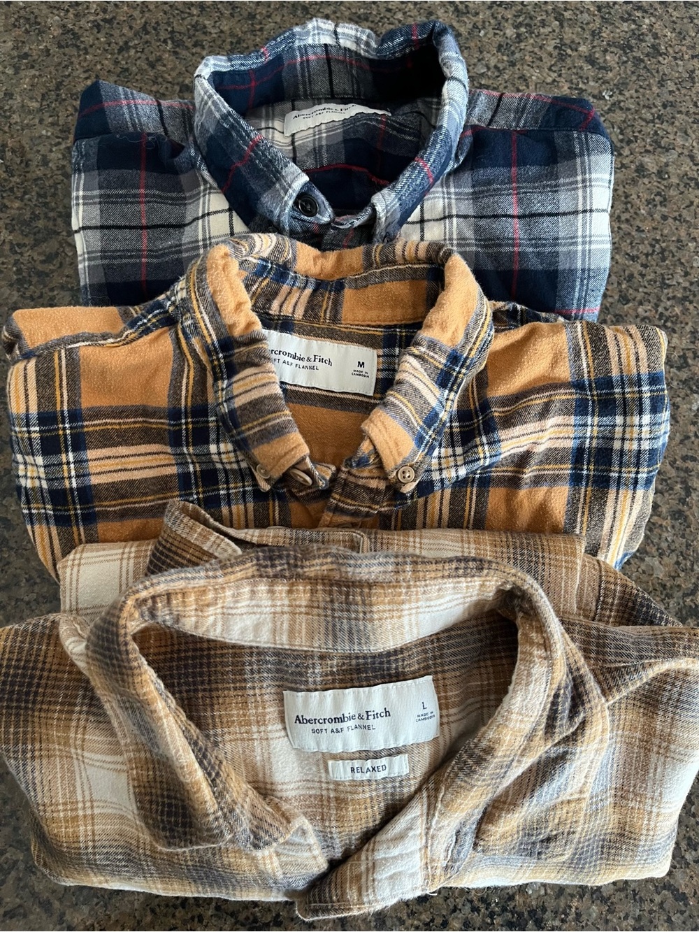 3 Abercrombie & Fitch Men’s Plaid Flannel Shirts
